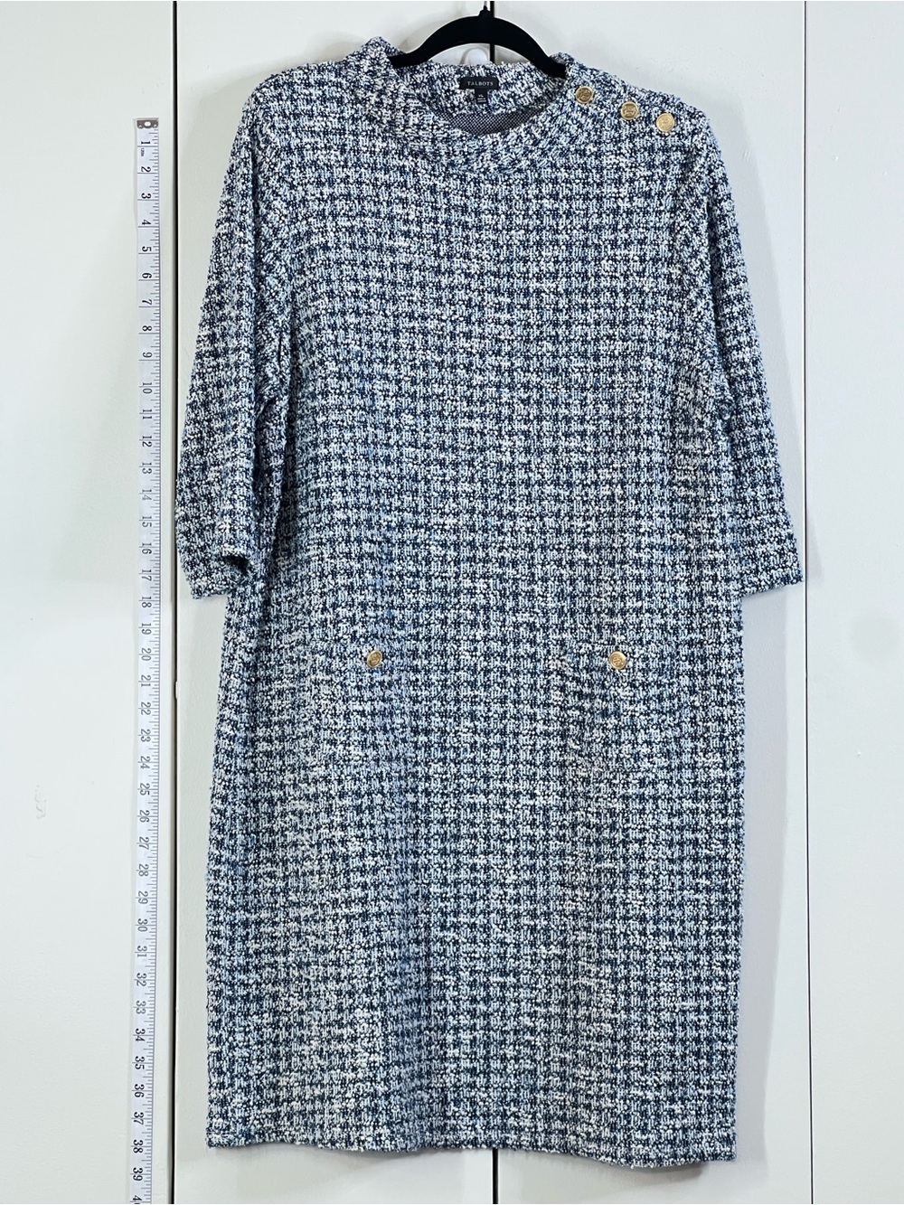 TALBOTS Women’s size XL Blue Tweed Midi Dress